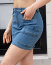 High Waist Pocketed Denim Skirt