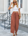 Drawstring Pocketed Wide Leg Pant