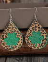 Leopard Hollowed Leather Teardrop Earrings