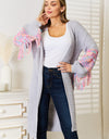 Woven Right Fringe Sleeve Dropped Shoulder Cardigan