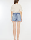 Kancan High Rise Frayed Hem Denim Shorts