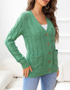 Button Down Cable-Knit Cardigan