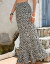 Leopard Print Frill Trim Maxi Skirt