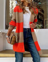 Contrast Open Front Long Sleeve Cardigan