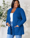 Basic Bae Full Size Ribbed Open Front Cardigan with Pockets