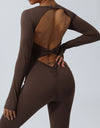 Twisted Backless Long Sleeve Jumpsuit