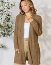 Basic Bae Full Size Ribbed Open Front Cardigan with Pockets