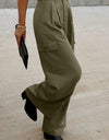 Ruched Wide Leg Pants with Pockets