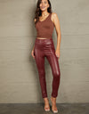 PU High Waist Straight Pants