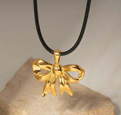 18K Gold-Plated Bow Pendant Necklace
