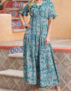 Paisley Print Flounce Sleeve Maxi Dress