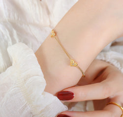 Titanium Steel Zircon Heart Bracelet