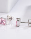 925 Sterling Silver Square Zircon Earrings