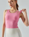 Ribbed Round Neck Sports Tank Top