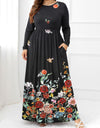 Plus Size Round Neck Maxi Dress with Pockets