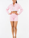 American Bazi High Waist Contrast Checkered Shorts