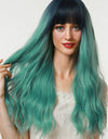 13*1" Full-Machine Wigs Synthetic Long Wave 26" in Seafoam Ombre