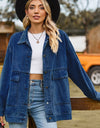 Dropped Shoulder Denim Jacket with Pockets