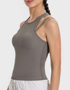 Cutout Round Neck Racerback Active Tank