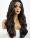 13*2" Lace Front Wigs Synthetic Long Wave 26" Heat Safe 150% Density in Brown