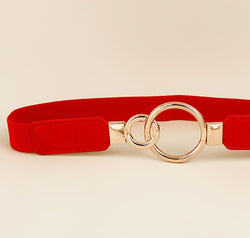 Double Ring Buckle Elastic PU Belt