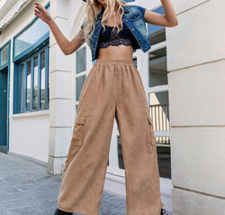 Pocketed Wide Leg Elastic Waist Pants