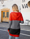 Color Block Open Front Hooded Cardigan