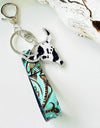 Rhinestone Bull Keychain