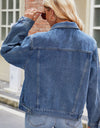 Pocketed Collared Neck Denim Jacket