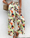 Printed Smocked Waist Wide Leg Pants