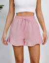 Full Size Drawstring Ruffle Hem Shorts