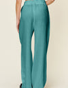 Double Take Full Size Texture Drawstring Wide Leg Pants