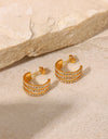 Stainless Steel Inlaid Zircon C-Hoop Earrings