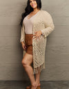 HEYSON Boho Chic Full Size Western Knit Fringe Cardigan