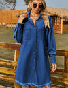 Raw Hem Collared Denim Dress