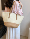 Contrast Straw Braided Handbag