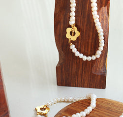 Titanium Steel Pearl Flower Bracelet