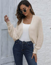 Bat Sleeve Open Front Short Cardigan
