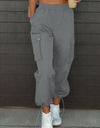 Drawstring Elastic Waist Pants with Pockets