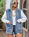 Sleeveless Denim Top with A Detachable Hood