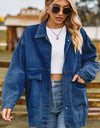 Dropped Shoulder Denim Jacket with Pockets