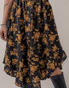 Floral Buttoned Ruffle Hem Skirt