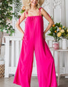 Veveret Pocketed Spaghetti Strap Wide Leg Jumpsuit