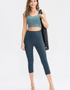 Wide Waistband Cropped Active Leggings with Pockets