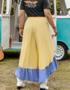 Plus Size Contrast Ruffled Wide Leg Pants