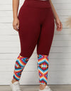 Plus Size Geometric Print High Waist Leggings