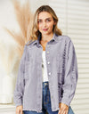 Distressed Raw Hem Denim Jacket