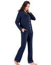 Collared Neck Long Sleeve Loungewear Set with Pockets