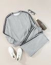 Round Neck Long Sleeve Top and Pants Active Set