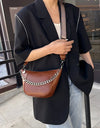 PU Leather Chain Trim Crossbody Bag